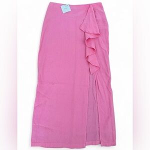 Zara Pink Maxi Skirt with Cute Ruffle Detail
